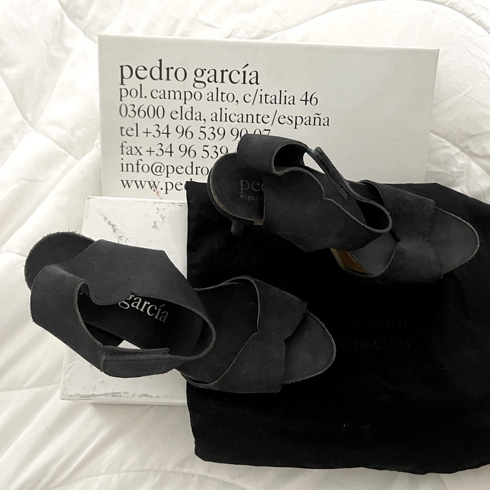 Pedro García Lila Black Suede Ankle Strap Sandal 9 US / 39 EU women’s shoe - Picture 2 of 6
